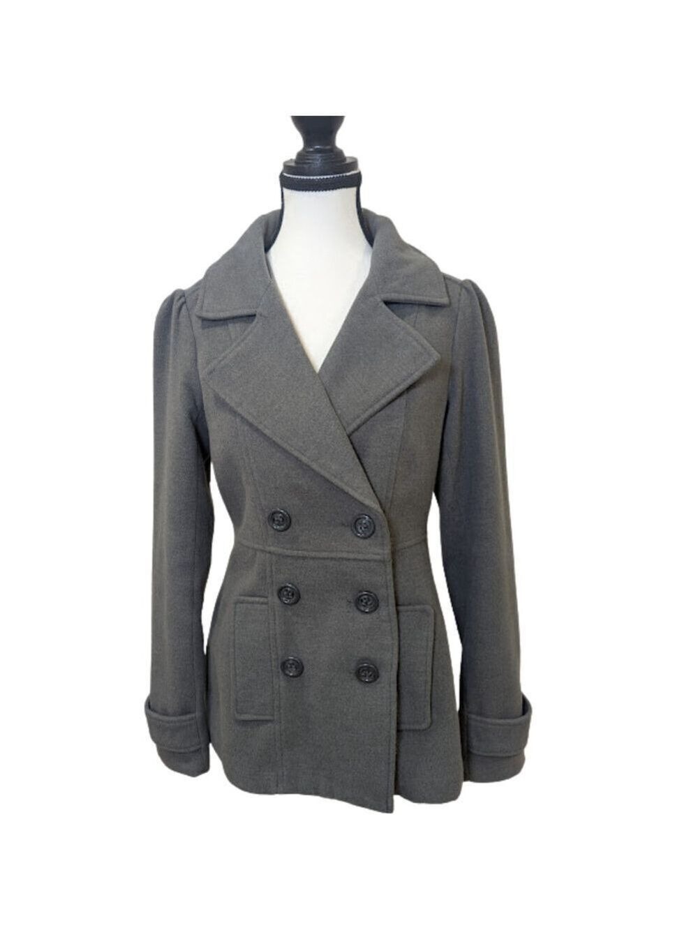 Black Poppy Women's Tailored Military Peacoat Sz M Dark Academia Modern Classic